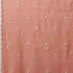 Saree Mall Peach Organza Embellished Saree with Blouse Piece image 5