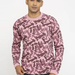 Basics Pink Cotton Muscle Fit Printed T-Shirt-image-18