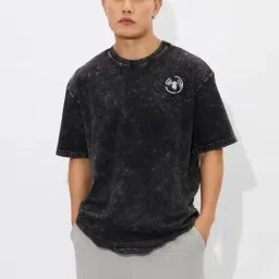 The Souled Store Black Cotton Loose Fit Printed T-Shirt-picture-29