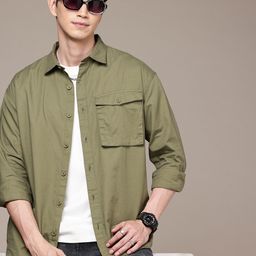 WROGN Drop-Shoulder Sleeves Oversized Pure Cotton Casual Shirt-picture-26