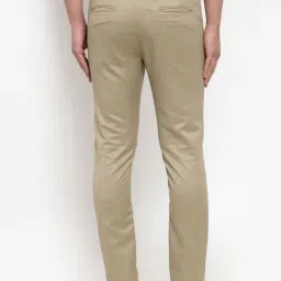 Jainish Beige Cotton Tapered Fit Flat Front Trousers image 2