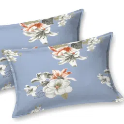 Living Roots Floral Blue 300 TC Cotton Bedsheet with 2 Pillow Covers image 5