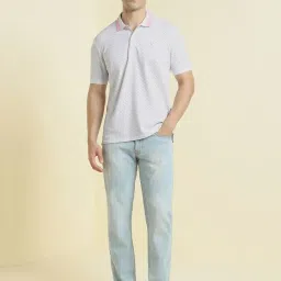 Allen Solly White Cotton Regular Fit Printed Polo T-Shirt image 5