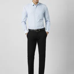 Peter England Blue Cotton Slim Fit Striped Shirt image 5