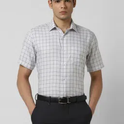 Van Heusen White Cotton Regular Fit Checks Shirt-picture-24