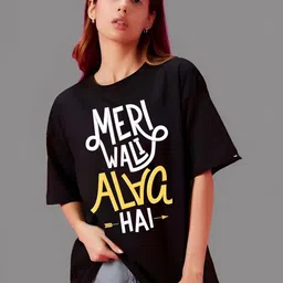 Moda Rapido Women Typography Printed Round Neck Cotton Oversized T-shirt-image-51