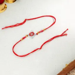 P.N.Gadgil Jewellers 925 Sterling Silver Enamel Shankha Om Thread Rakhi-picture-10