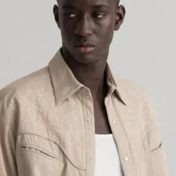 GANT Beige Full Sleeves Cotton Shirt image 3