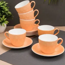 JCPL Fine Printed Orange Ceramic Cup & Saucer 180 ml - Set of 12-image-85