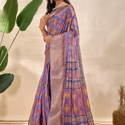FINFOL Ethnic Motifs Zari Silk Blend Handloom Mysore Silk Saree image 2