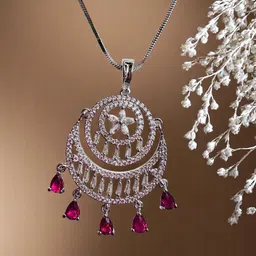 DressBerry Rhodium-Plated Cubic Zirconia Stone-Studded Jewellery Set image 4