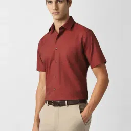 Van Heusen Maroon Cotton Regular Fit Shirt image 4