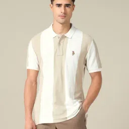 U.S. Polo Assn. Denim Co. White Cotton Slim Fit Striped Polo T-Shirt-picture-44
