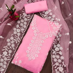 Ishin Embroidered Organza Unstitched Dress Material-picture-16