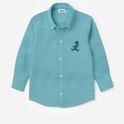 Short Kicks Boys Comfort Fit Solid Button-Down Collar Cotton Casual Shirt image 3