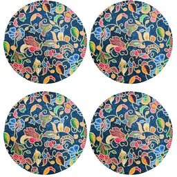 ROUGH ROAD STORE 4 Pieces Blue & Green Ethnic Motifs Printed Round Table Placemat-picture-16