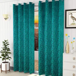JARS Collections Velvet Semi Blackout Window Curtains With Metal Grommet Pack of 2 Aqua-image-21