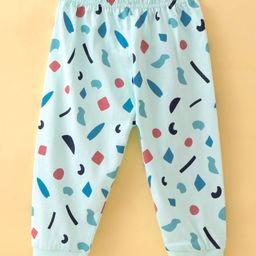 Ollypop Cotton Knit Full Length Lounge Pant with Abstract Print - Sea Blue-picture-26
