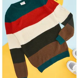 Pantaloons Junior Full Sleeves Striped Sweater - Multi Colour-image-77