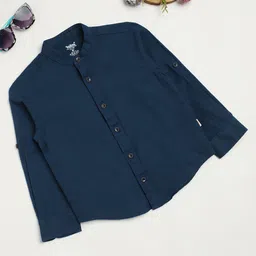 Milou Cotton Full Sleeves Solid Bio Washed Shirt - Blue-picture-18