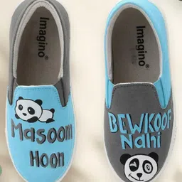 IMAGINO Panda Hand Painted Slip On Shoes - Blue & Grey-picture-10