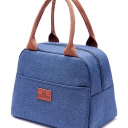 House of Quirk Insulated Reusable Lunch Bag Tote Bag for Women Printed Lunch Bag for School Picnic Office Outdoor Gym (Denim Blue)-picture-32