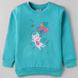 Tango Looper Knit Full Sleeves T-Shirt With Kitty Print -Turquoise-picture-11