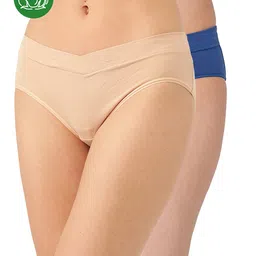 Inner Sense Organic Cotton Knit Pack Of 2 Solid V Band Detailed Plus Size Maternity Panties - Multi Colour-image-47