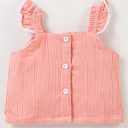 Mark & Mia Sleeveless Top & Shorts with Belt Solid Color - Peach image 2