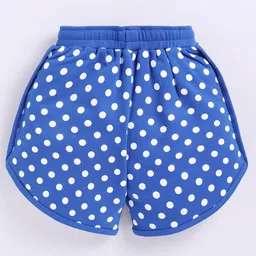 Kidcity Soft Cotton Loopknit Polka Dots Printed Shorts - Royal Blue image 3