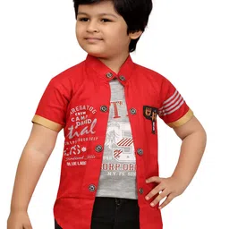 BAESD Boys Typography Printed Classic Fit Cotton Casual Shirt-picture-33