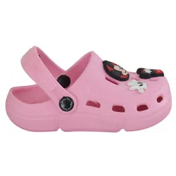 Disney by Yellow Bee Solid Perforated Mickey & Minnie Mouse Clogs With Bow Gloves & Cupcake Charms - Pink image 4