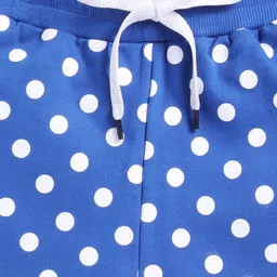 Kidcity Soft Cotton Loopknit Polka Dots Printed Shorts - Royal Blue image 4