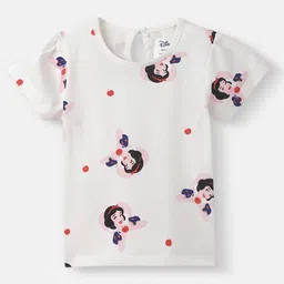 Nautinati Cotton Knit Pack Of 2 Disney Cinderella Featuring Half Sleeves Character Printed Tees - White & Red image 4