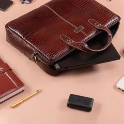 BRAND LEATHER Men Textured Genuine Leather Laptop Bag-picture-26