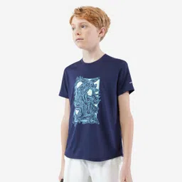 kuikma Boys' Tennis T-Shirt Essential - Navy Blue/Yellow image 2