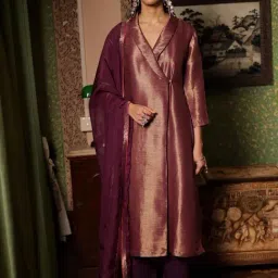 Ganga Fashions Imperial Purple Woven Kurta with Salwar and Dupatta-picture-23