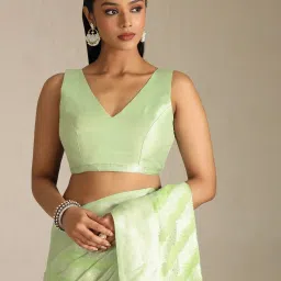 Soch Light Green Tussar Woven Design Saree With Stitched Blouse image 5