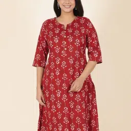 ARAMYA Maroon Cotton Floral Kurta-image-24