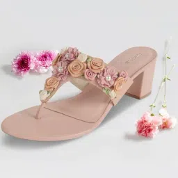 Mochi Women Pink T-Strap Sandals-image-4