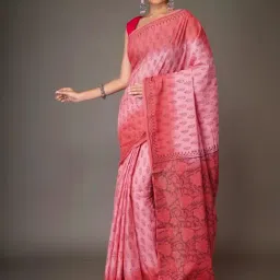 Unnati Silks Pink Cotton Printed Saree With Unstitched Blouse-picture-11