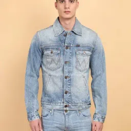 Wrangler Medium Blue Regular Fit Denim Jacket-image-38