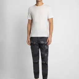 Peter England Grey Cotton Regular Fit Camouflage Joggers image 5