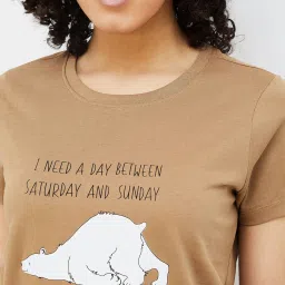 Ginger by Lifestyle Brown Graphic Print T-Shirt image 5