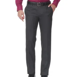 Van Heusen Grey Slim Fit Flat Front Trousers-picture-10