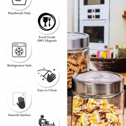 ROXX Transparent Glass Storage Jar with Lid - Set of 3 (800 ml) image 5