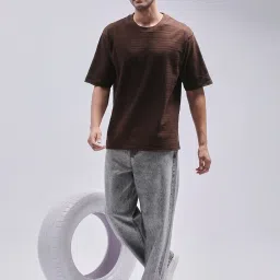 Dillinger Brown Loose Fit Self Pattern T-Shirt image 5