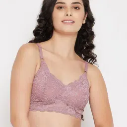 Clovia Mauve Lace Padded Bra-picture-15