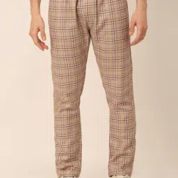 Jainish Brown Cotton Regular Fit Checks Track Pants-picture-22