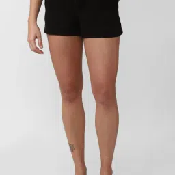 Forever 21 Black Mid Rise Knit Shorts-image-89